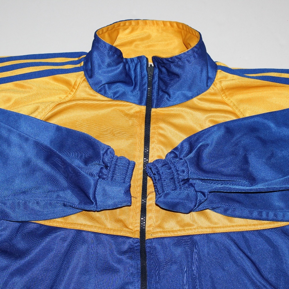 Adidas Medium 3 Stripes Blue Gold Track Jacket - Picture 6 of 8